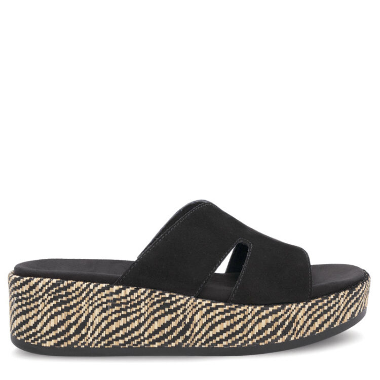 Sandale plateforme Remonte D1N55-02 noir pour femme, vue latérale