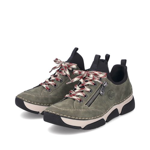 Soulier Rieker femme vert confortable avec fermeture décorative