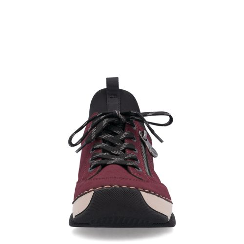 Soulier Rieker 45973-36 bordeaux pour femme avec lacets et semelle beige